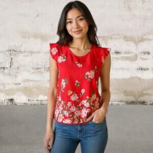 Twine & String NWT Women's Red Sleeveless Blouse - Size Small